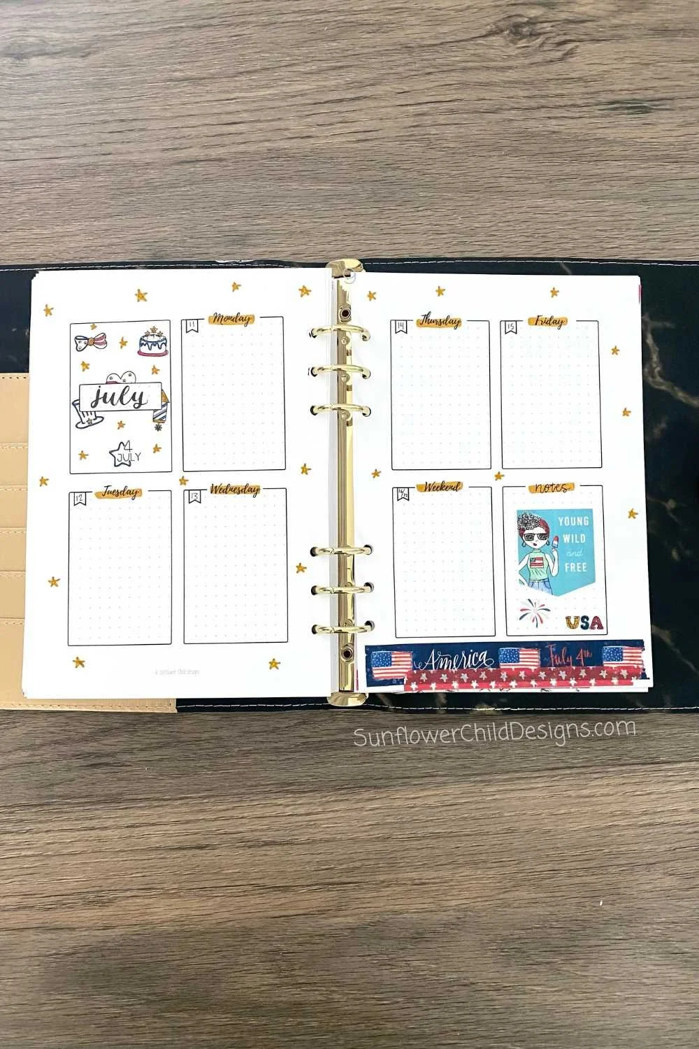 July Weekly Spread 2 Bullet Journal Printable