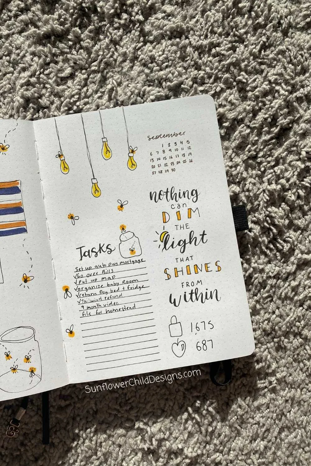 September Bullet Journal Ideas Tasks List