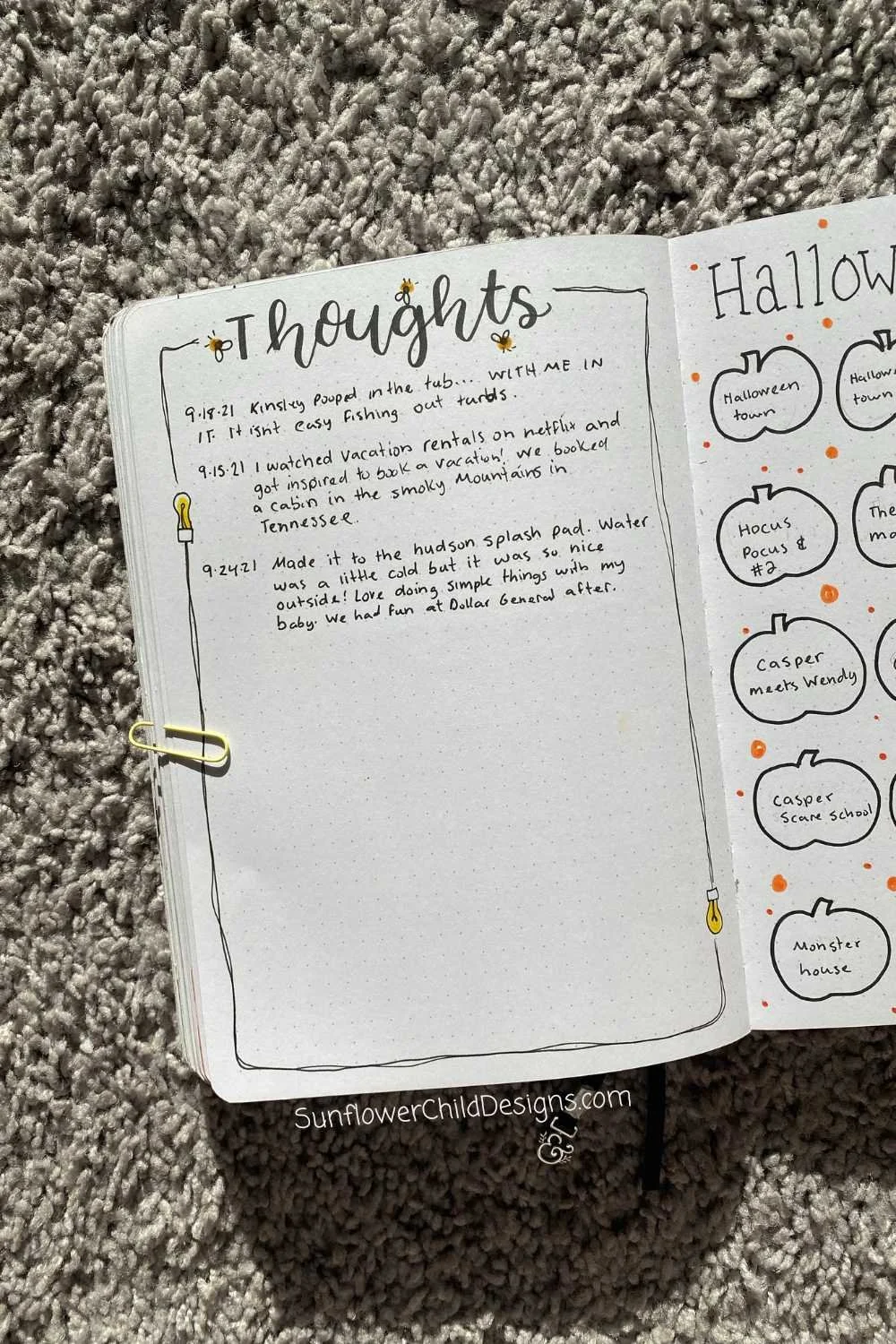 Thoughts / Brain Dump Bullet Journal Page