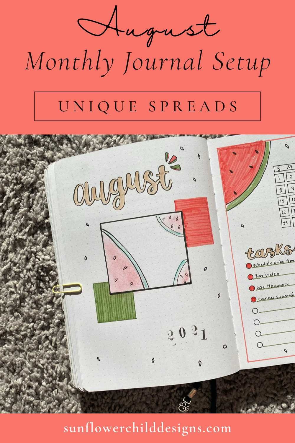 August Bullet Journal Ideas - Summer Bullet Journal Ideas