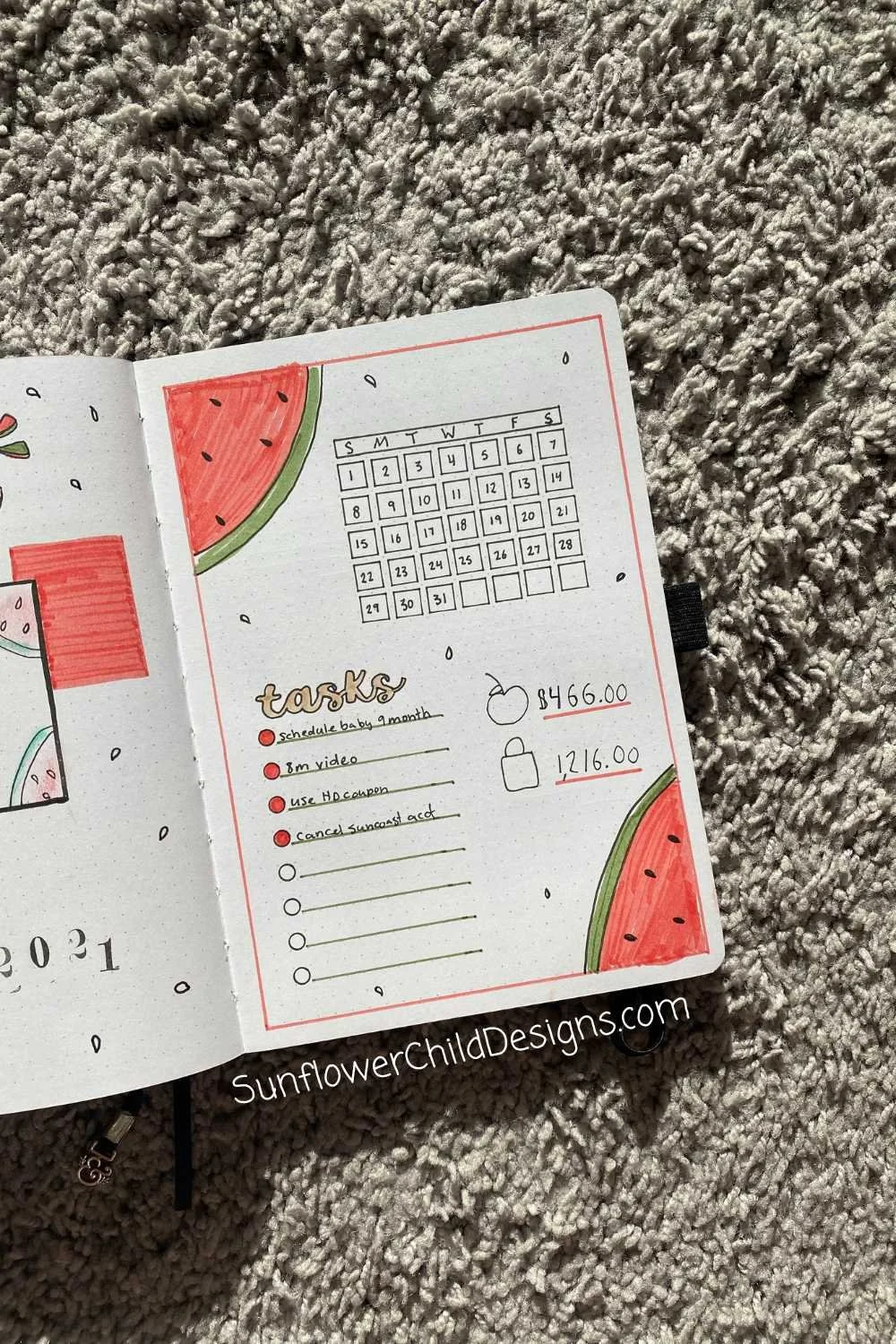 Bullet Journal Calendar Page