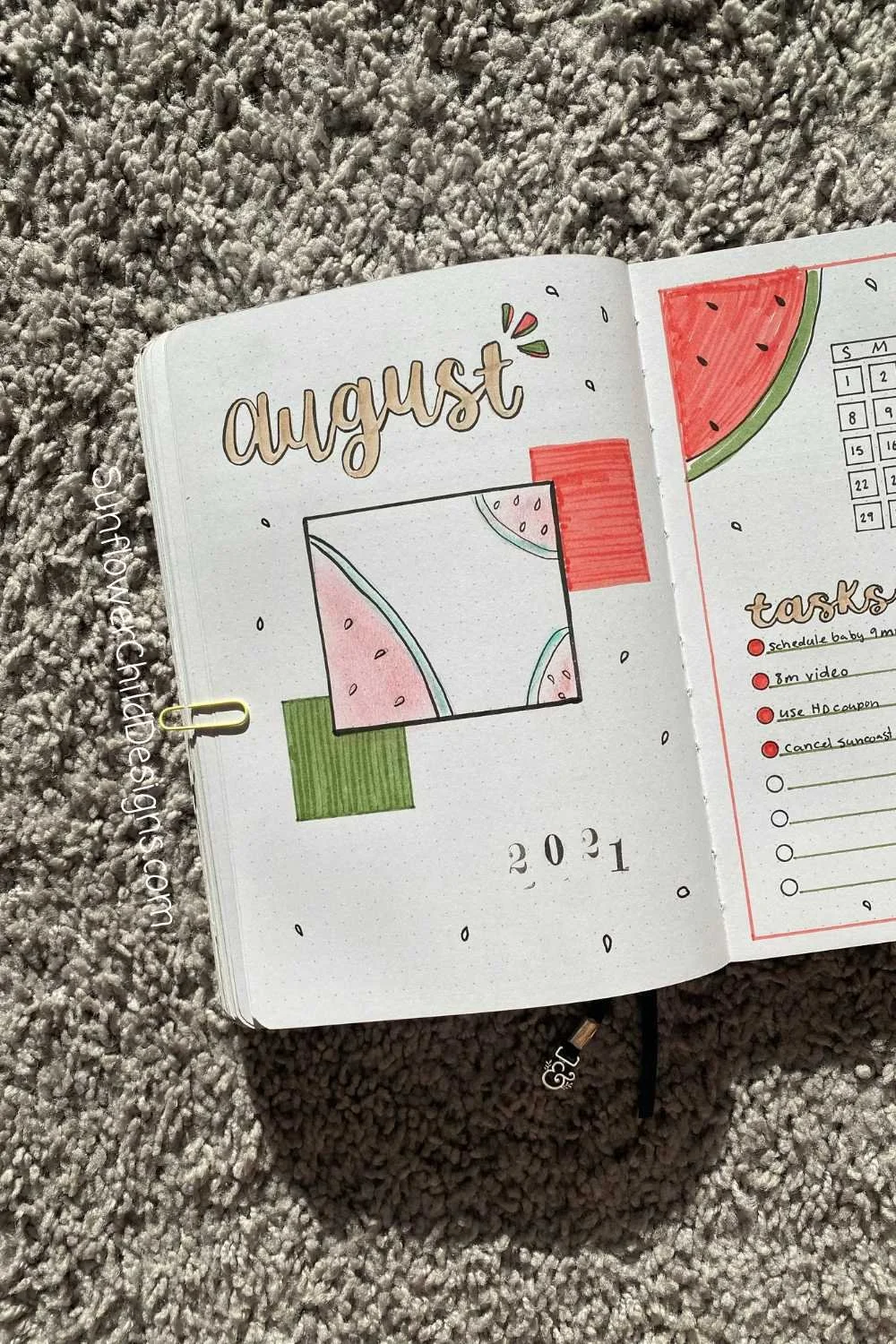 August Bullet Journal Title Page