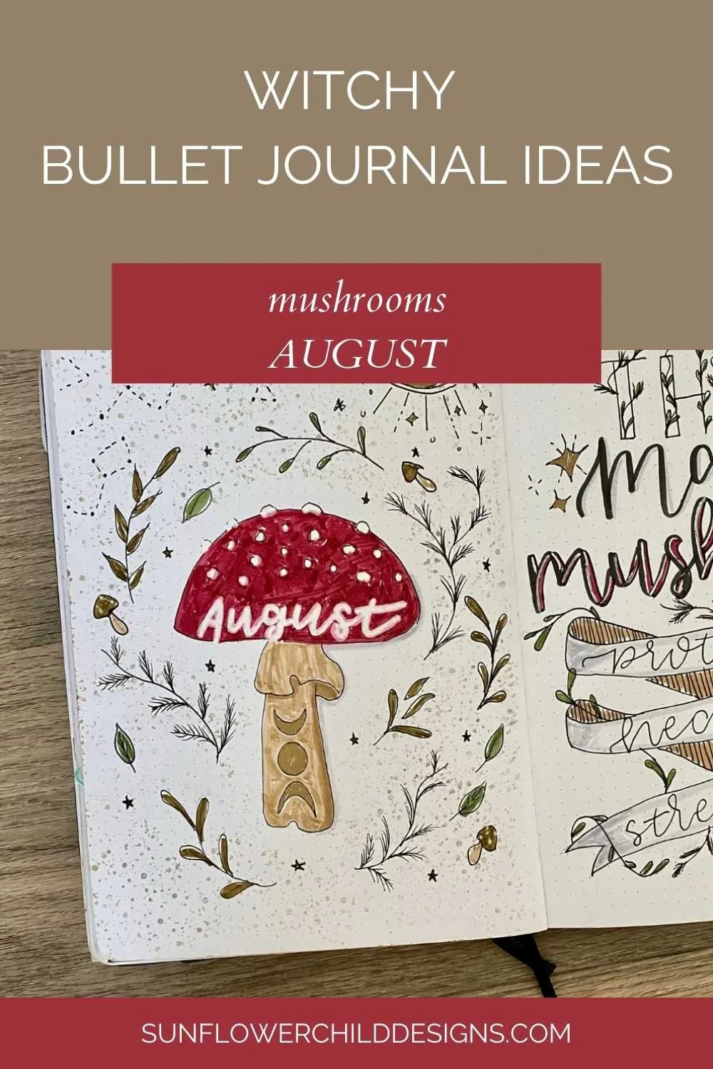 Witchy Bullet Journal Ideas - August Bullet Journal Ideas - Mushrooms
