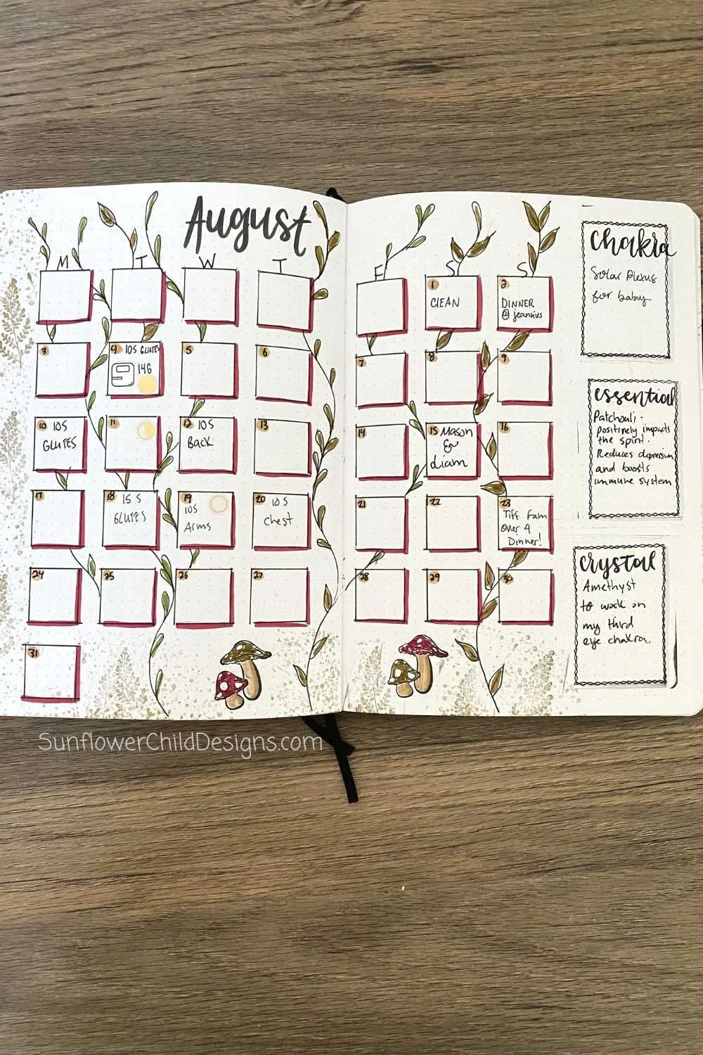 Bullet Journal Calendar Mushroom Bullet Journal