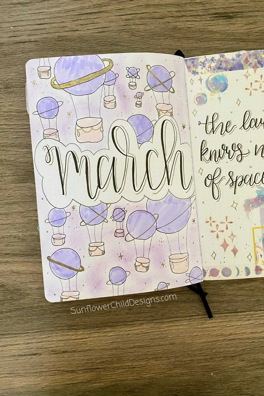 Bullet Journal Title Page Space Themed