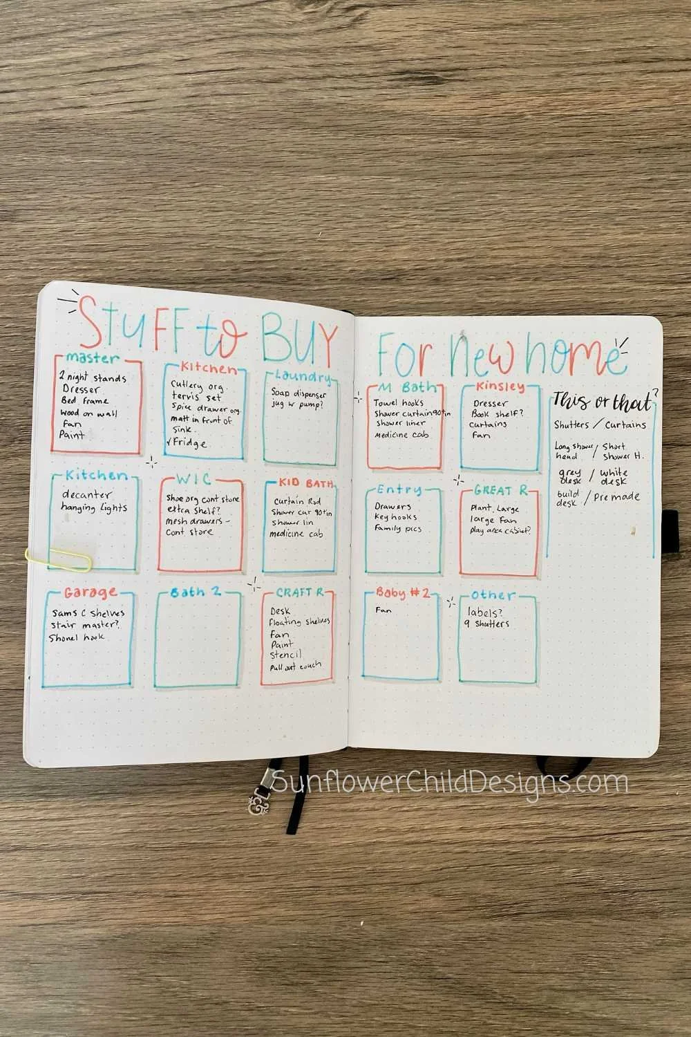 New Home Bullet Journal Ideas