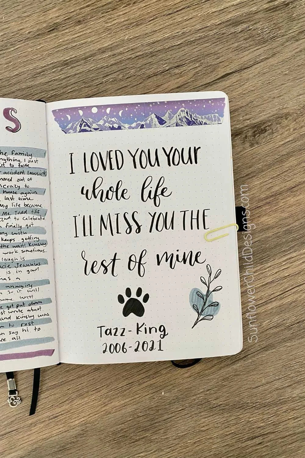 RIP Pet Bullet Journal Spread