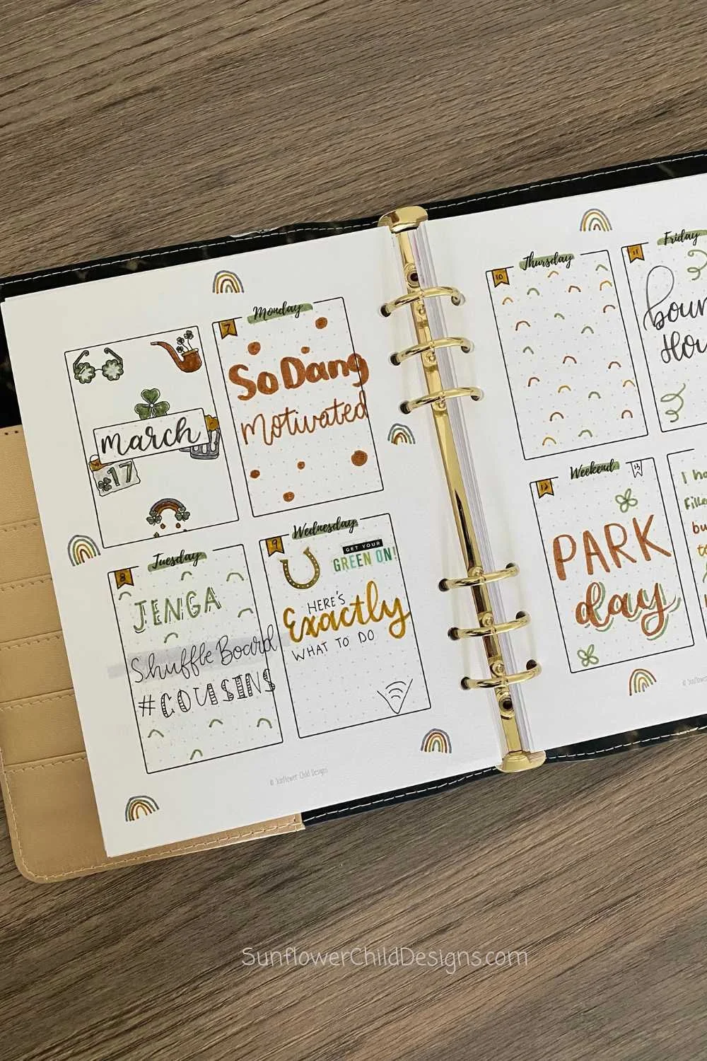 March Printable Weekly Bullet Journal Planner Layout