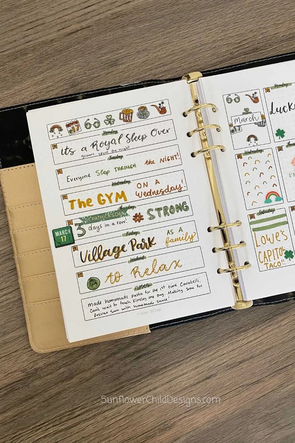 March Horizontal Weekly Spread (Compact Layout)