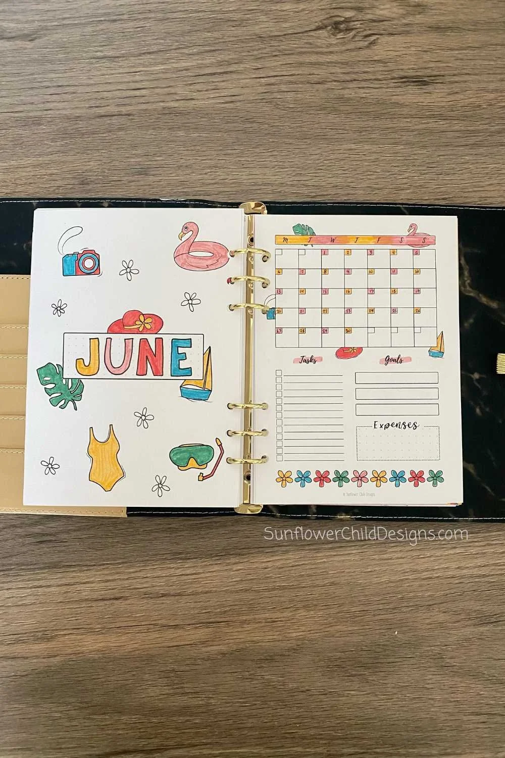 Cover Page and 1 Page June Monthly Spread Calendar