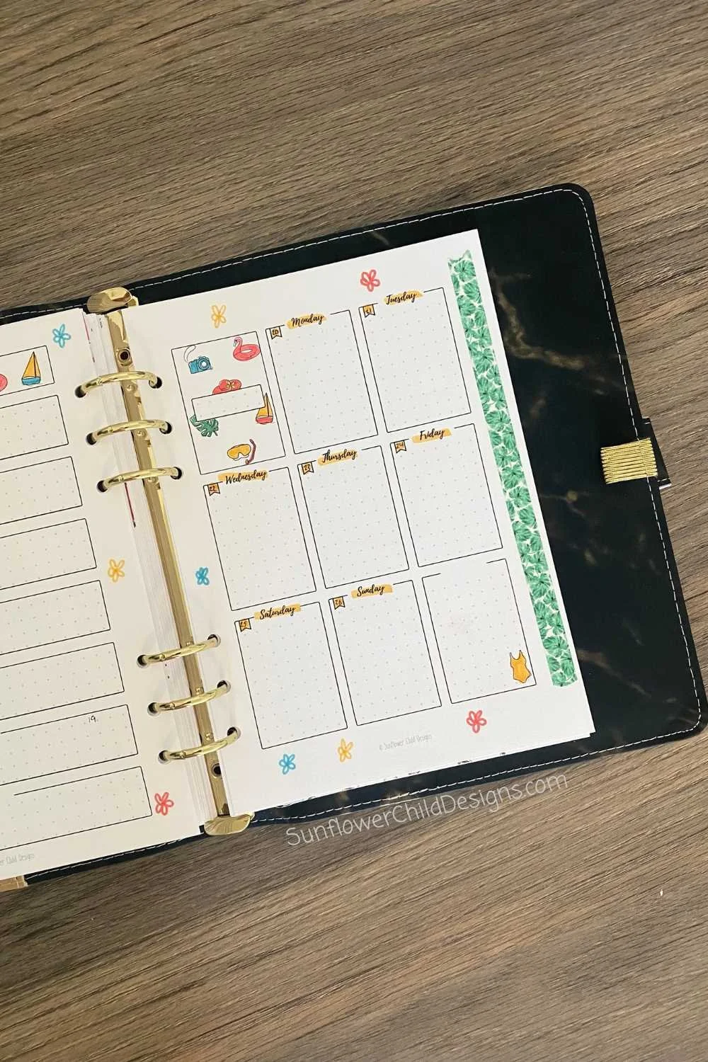 June Summer 1 Page Weekly Vertical Spread