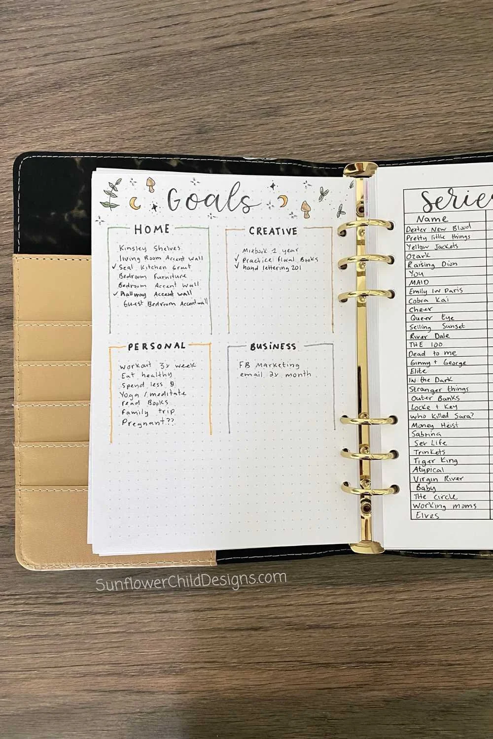 Goals Bullet Journal Page Idea