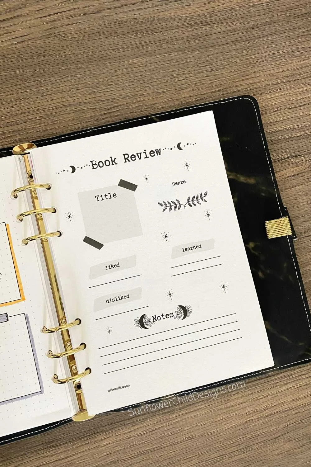 Book Review Page for Bullet Journaling