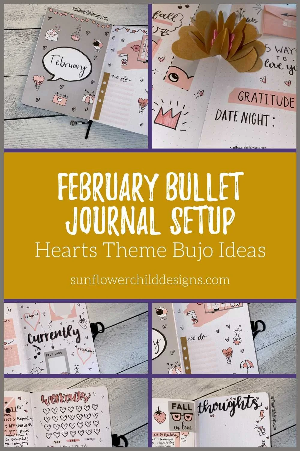Cute Hearts February Bujo Setup