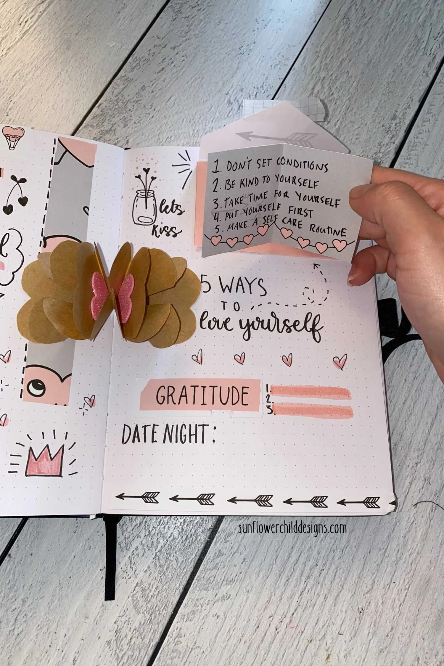 Self Love Envelope Bujo Page Idea