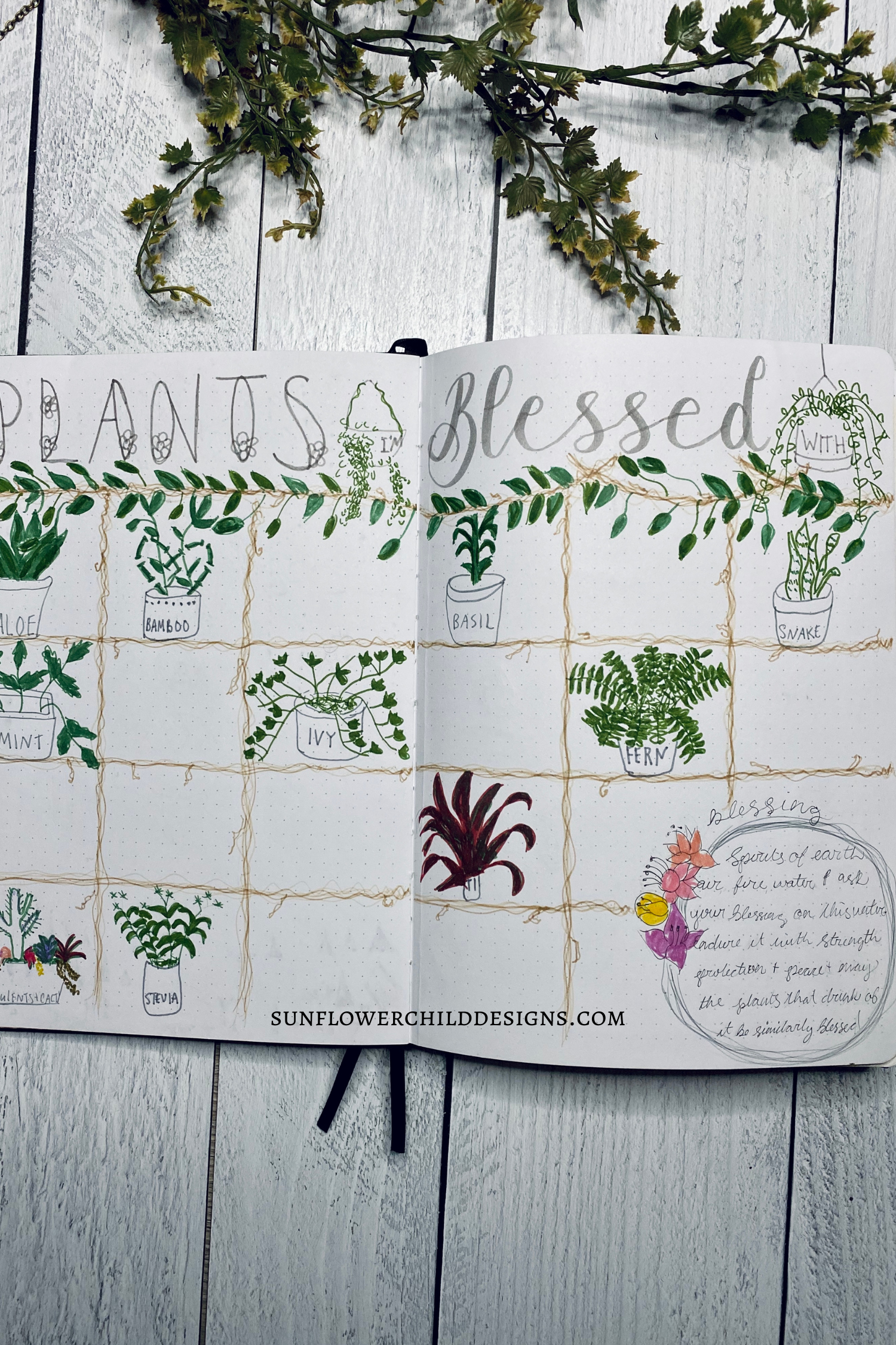 Plants I'm blessed with Bujo Page