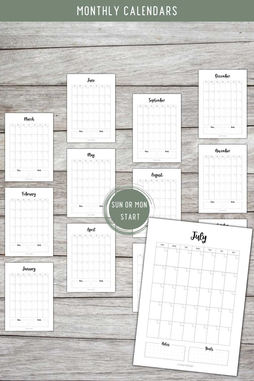 Printable monthly finance calendar pages for bill tracking and budgeting.
