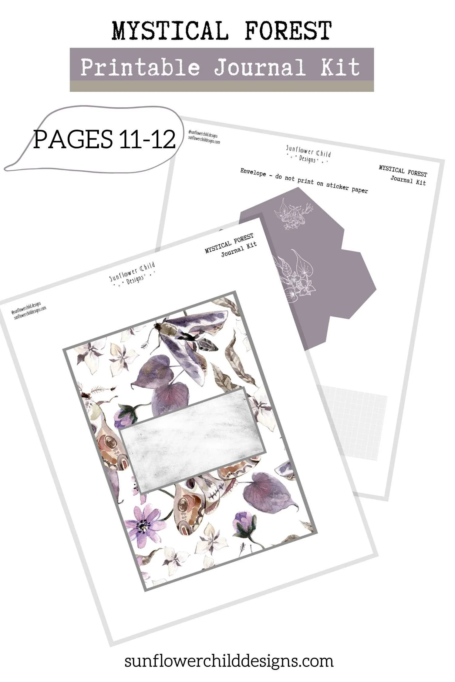 Mystical woodland planner stickers including decorative elements, headers, and functional planning blocks