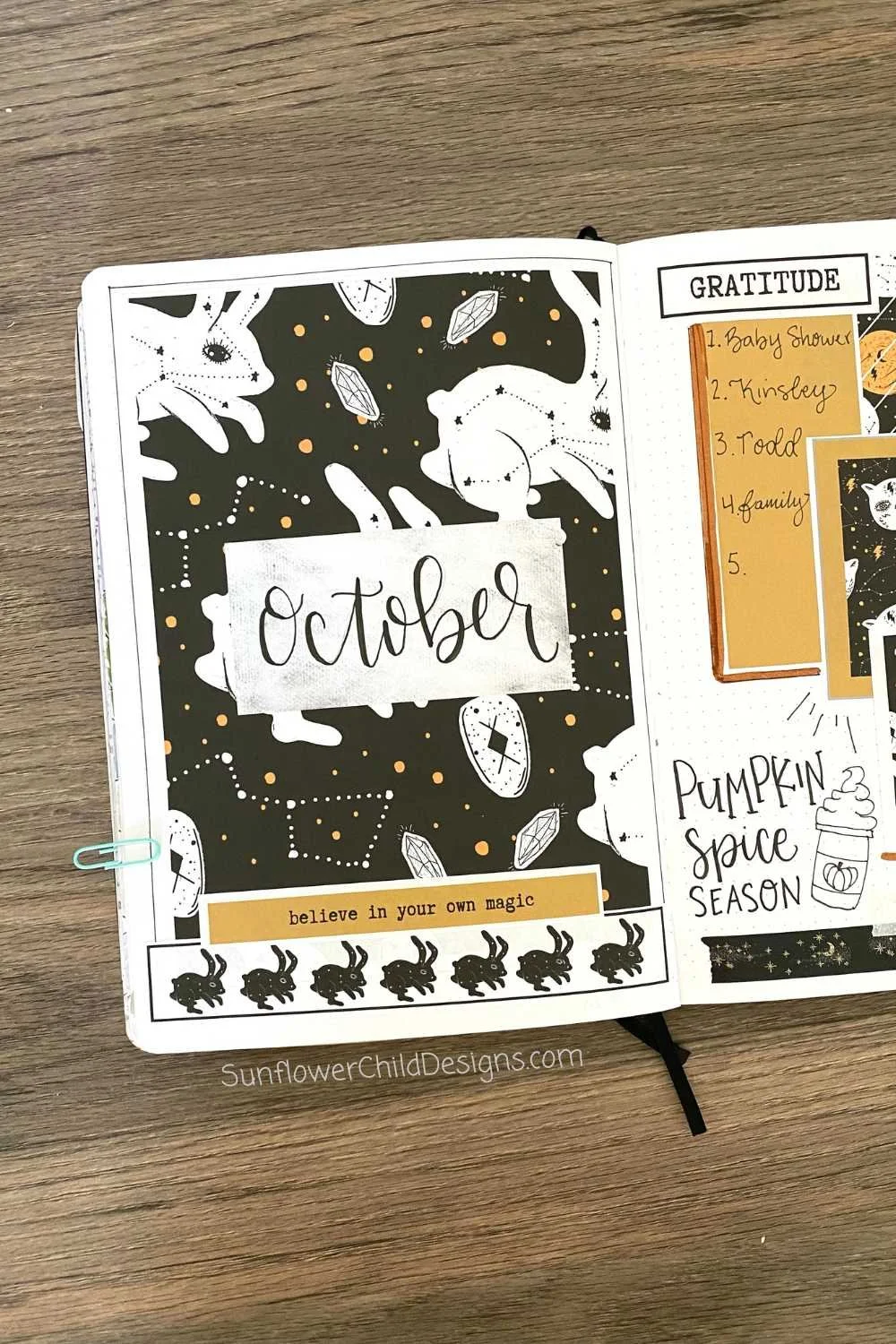 october cover page with bunnies witchy