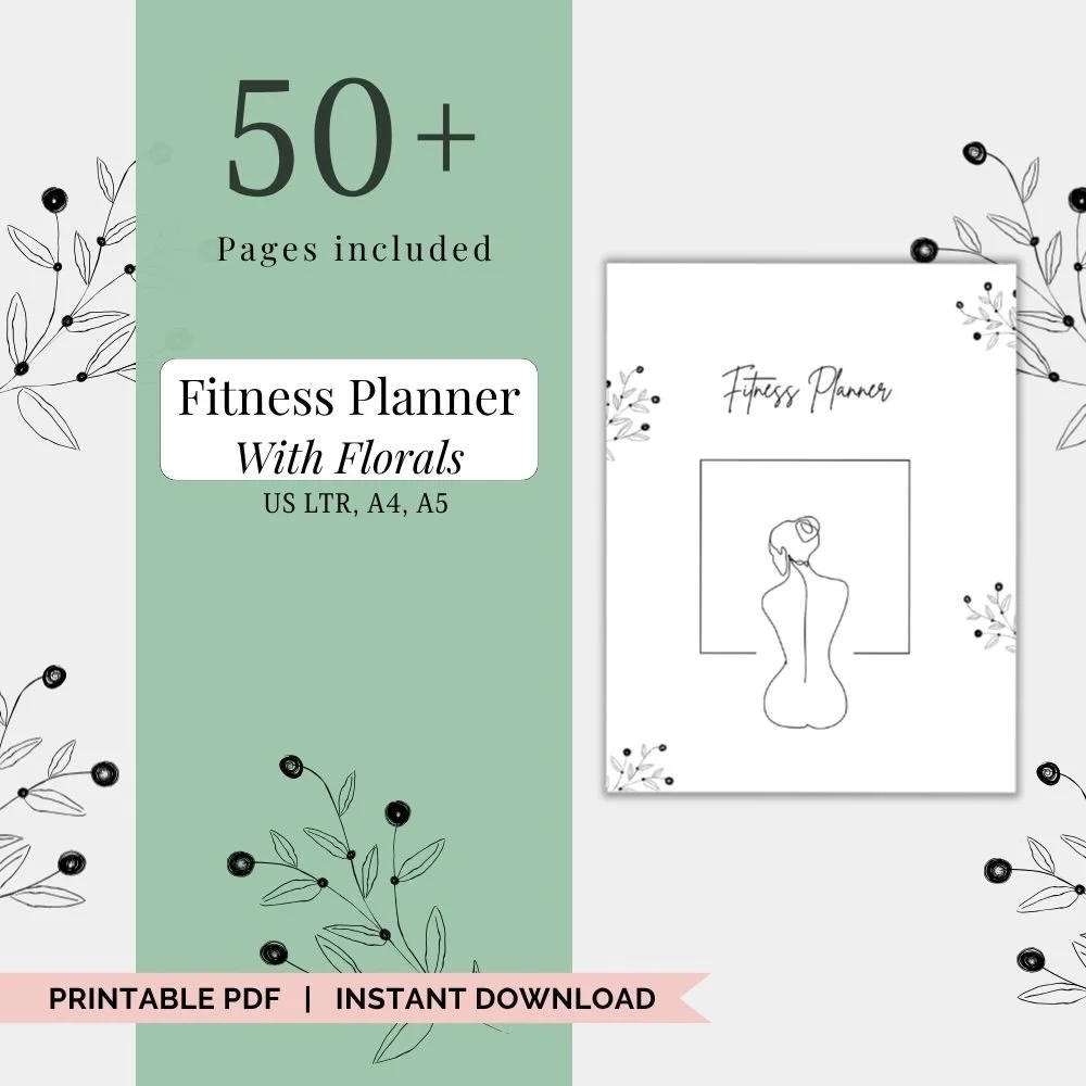 Florals Fitness Planner Printable | 50+ Page Workout & Weight Loss Journal