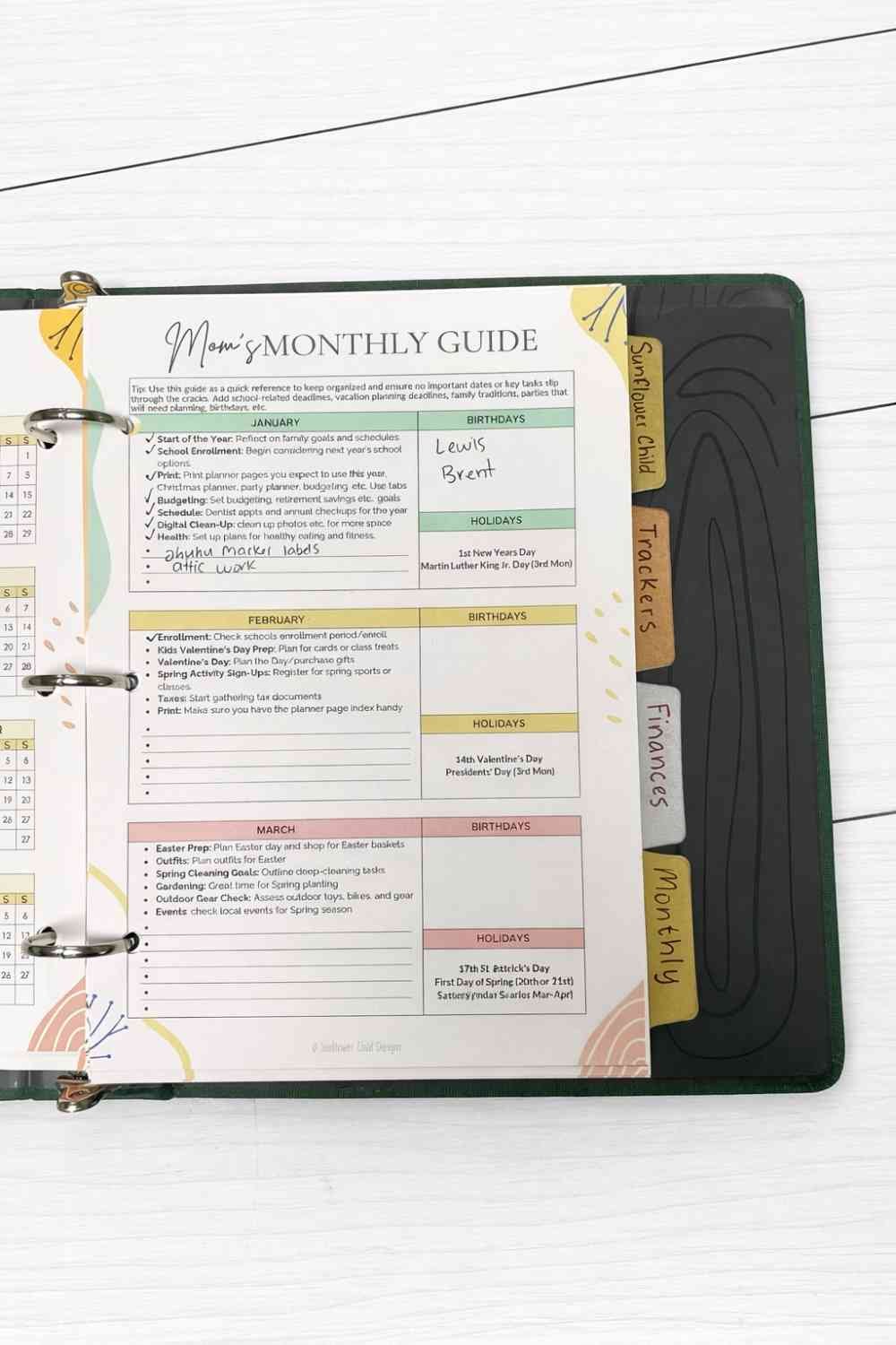  moms monthly guide page