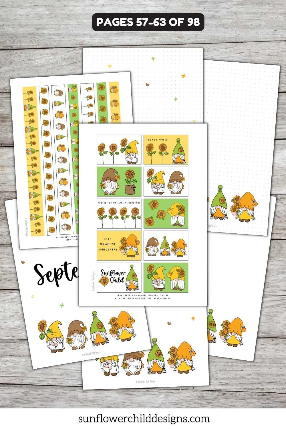 September themed gnome printable planner stickers with fall accents