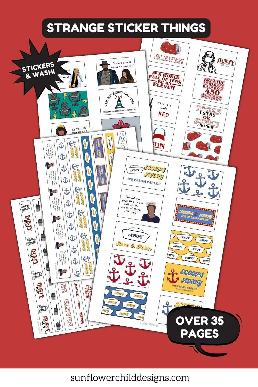 stranger things inspired stickers