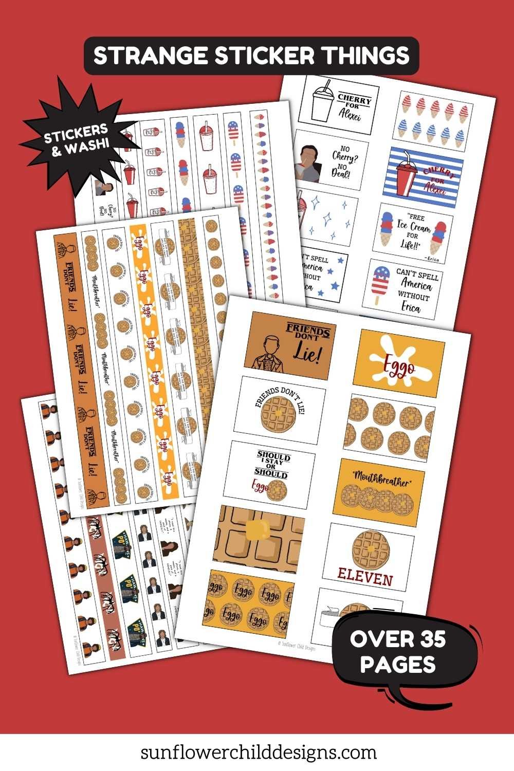 stranger things inspired stickers waffles