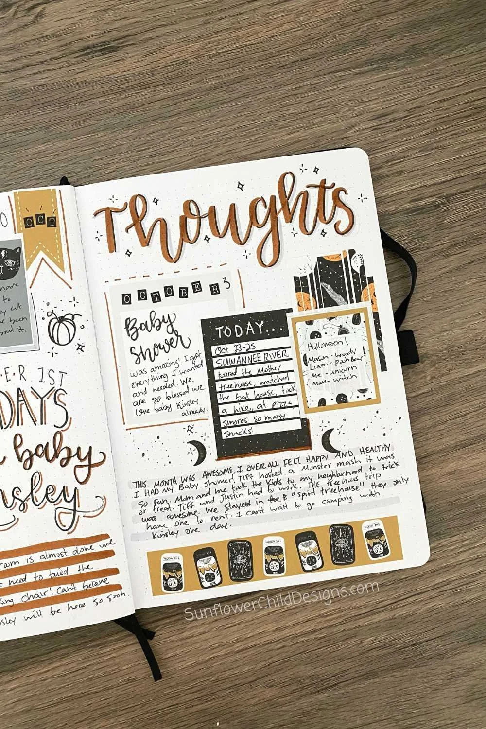 thought page with stickers and handwriting