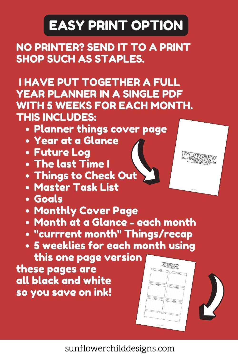Month-at-a-glance and monthly recap printable planner pages