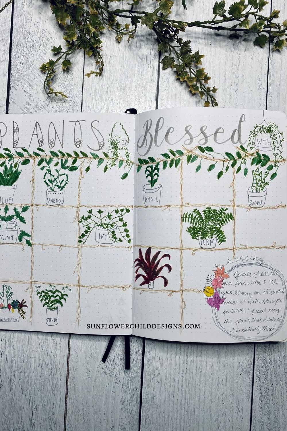 plants bullet journal page idea