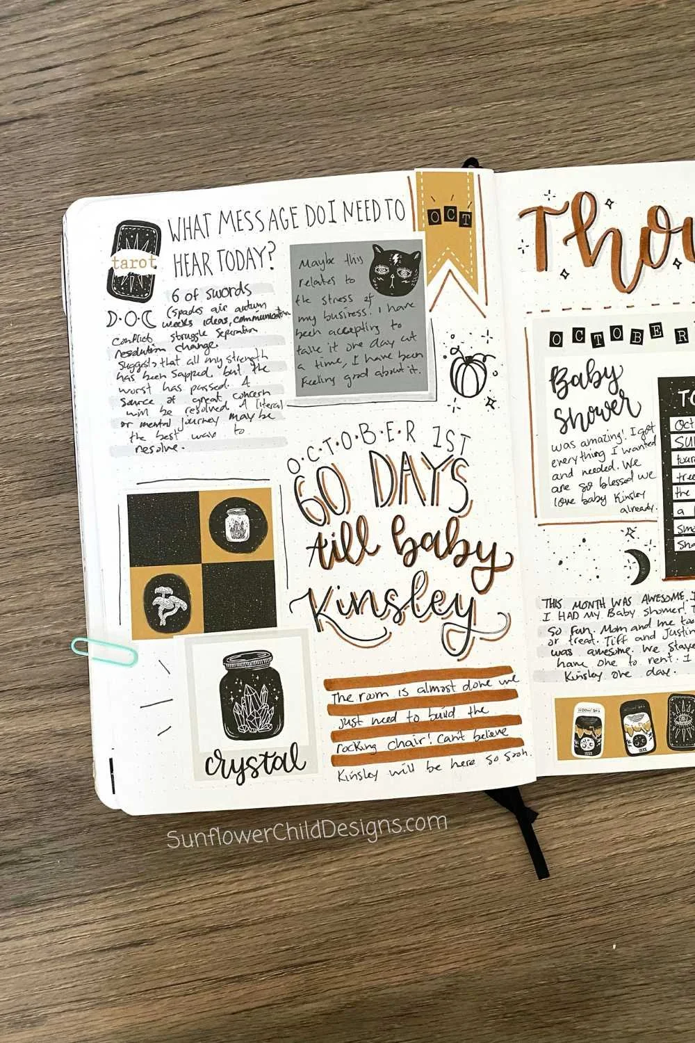 tarot page with notes