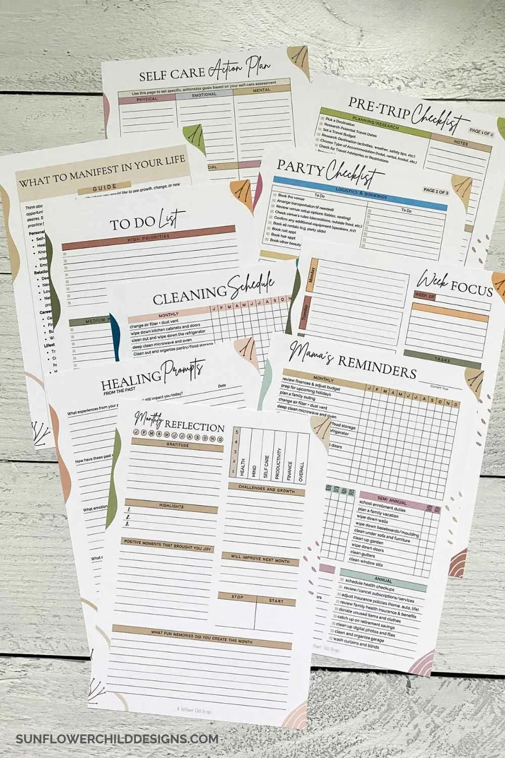 collage of helpful printables