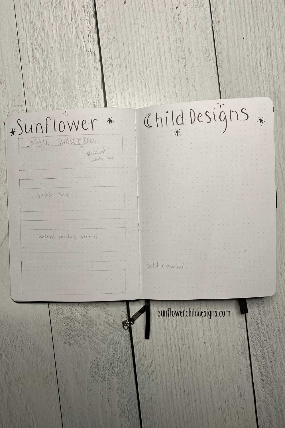 sunflower child designs page to track social media