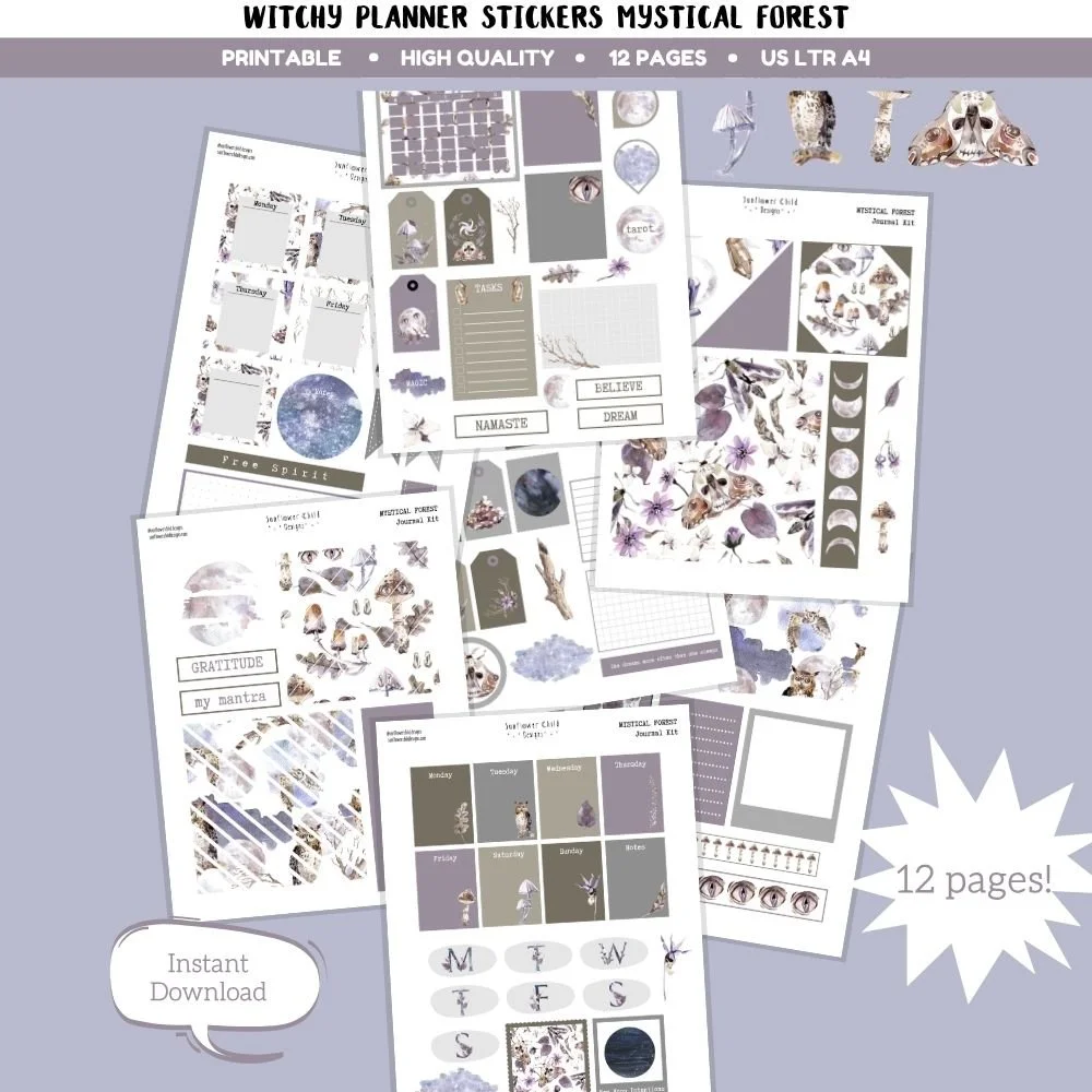Mystical Forest Journal Kit Printable Planner Stickers
