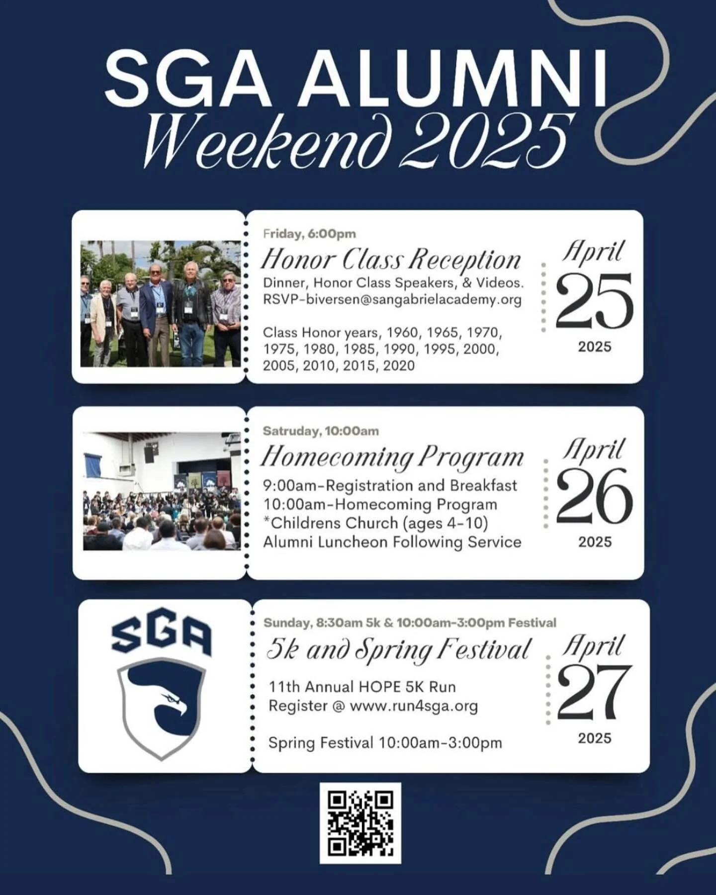 Hope you can make it! A lot of fun events going on at SGA this weekend. It’s time to reconnect.