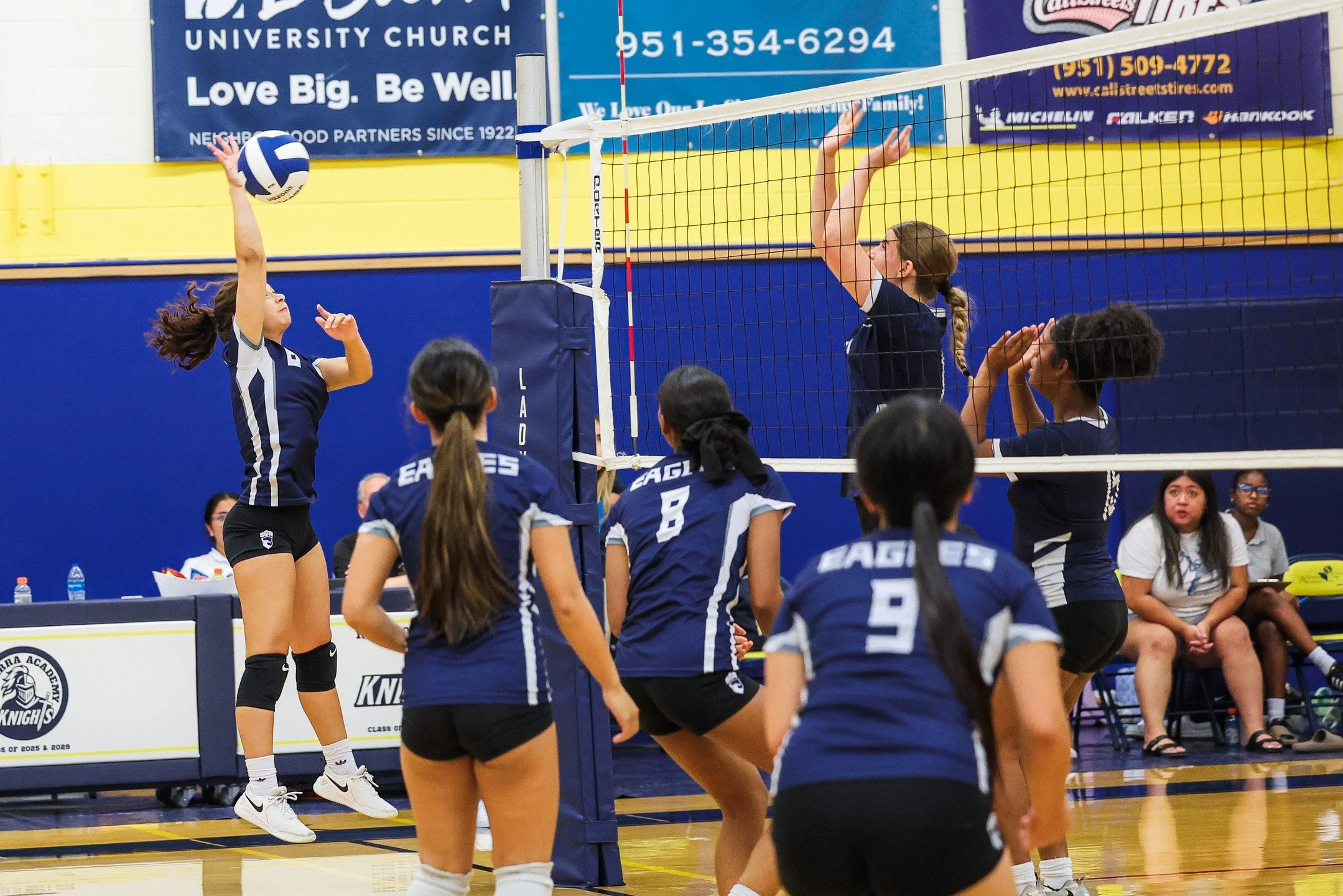 SGA Girls' Varsity Volleyball team traveled to La Sierra Academy on Monday, 8/25/25. After the game, Coach Derek Duran said, "I'm proud of how fast our girls are growing as a team. It's a beautiful thing to see a team work together in such a sho