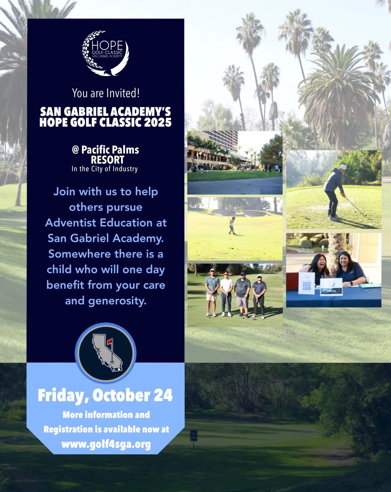 Register and pay for your foursome by Wednesday, September 24 in order to receive 40 raffle tickets. Go to www.golf4sga.org for more information.