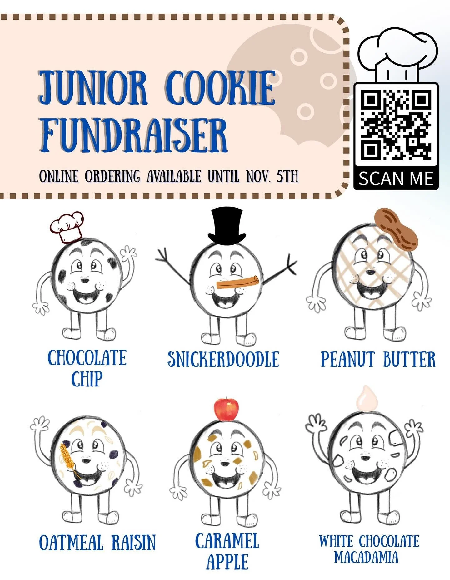 Support the Class of 2027! Buy some Mrs. Fields cookies. Scan the QR code for more details.
