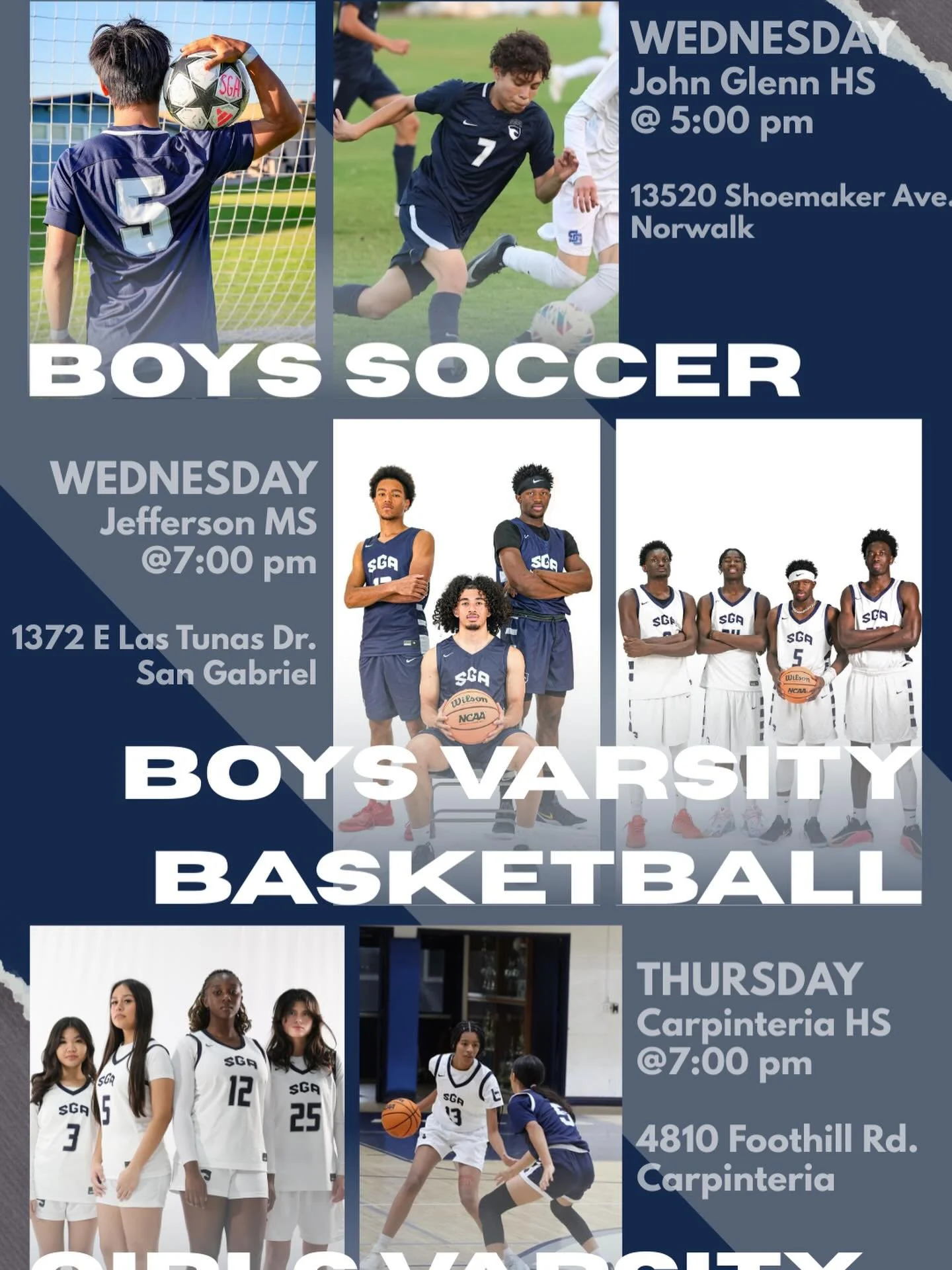 Playoff time!! Come and support the SGA teams this week as they play in the first round of the playoffs.