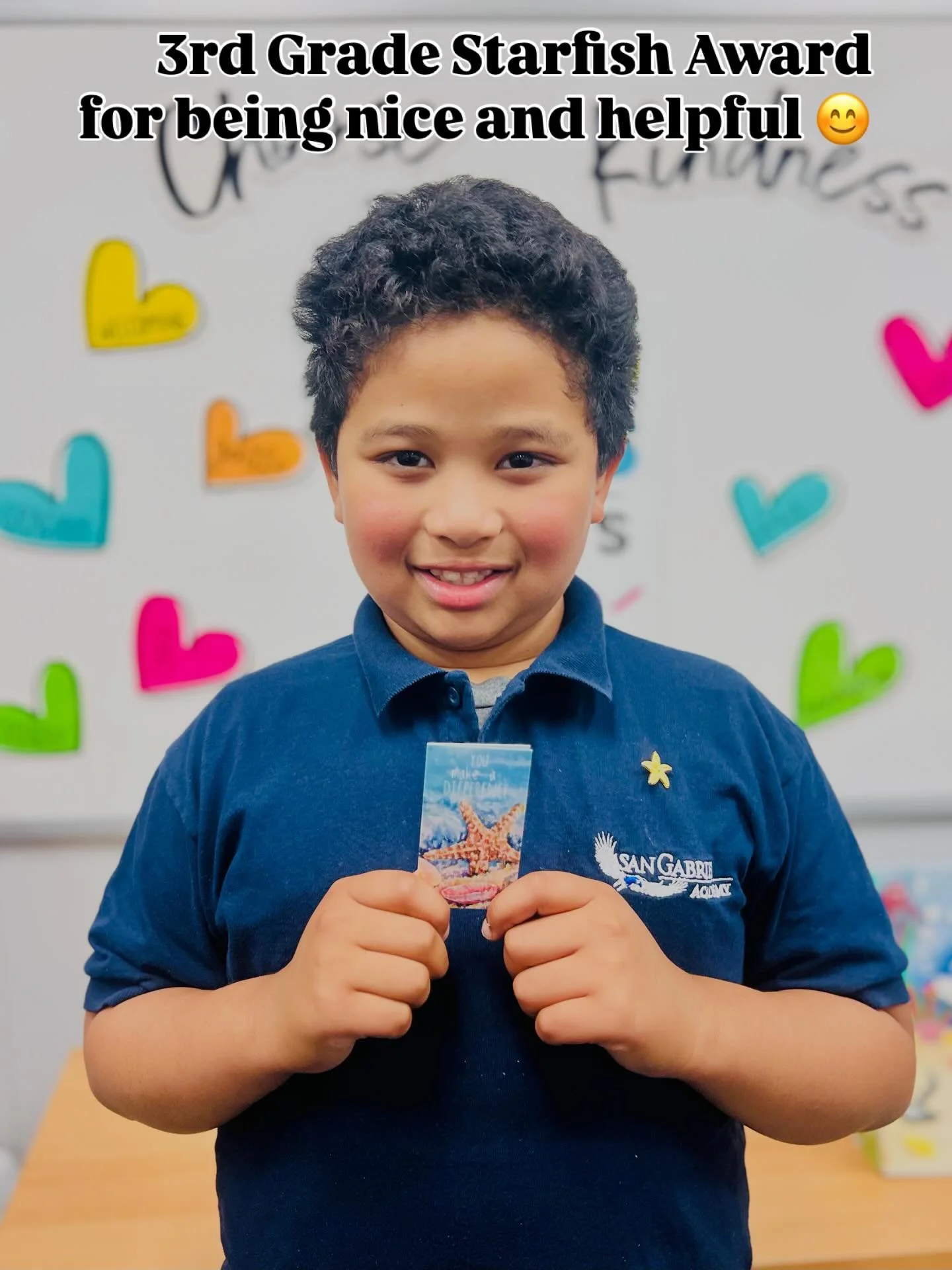 Congratulations to Jax Merritt and Olivia Cortez!  Voted by their 3rd Grade class to be the third quarter Starfish Award recipients for being a good friend, nice and very helpful. 😊

Keep shining for Jesus, Jax and Olivia! ✨

Visit us @ www.sangabri