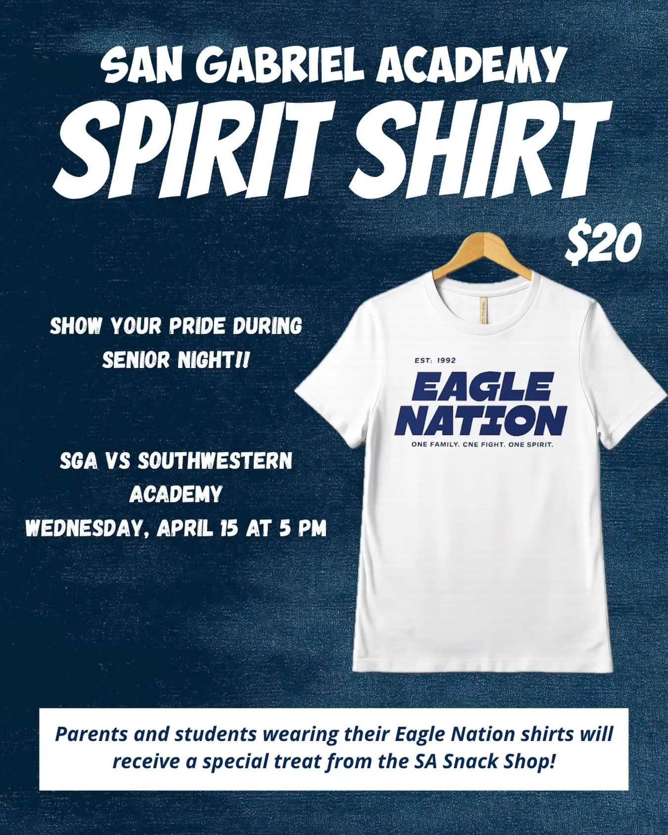Boys Volleyball will be playing their last home game of the regular season this Wednesday @ 5:00 pm. It&rsquo;s also Senior Night. Anyone who wears their white Eagle nation shirt will get free treats to enjoy during the game.