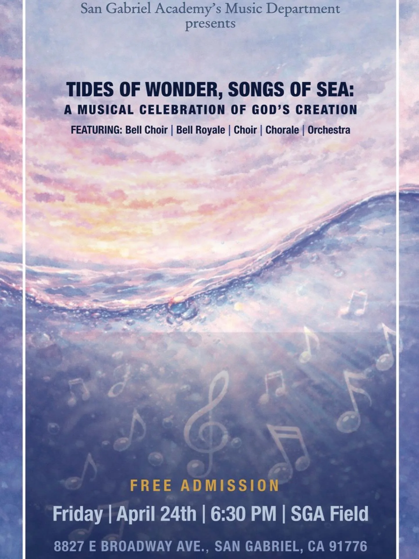 Spring Music Concert this Friday, 6:30 pm. Free admission.