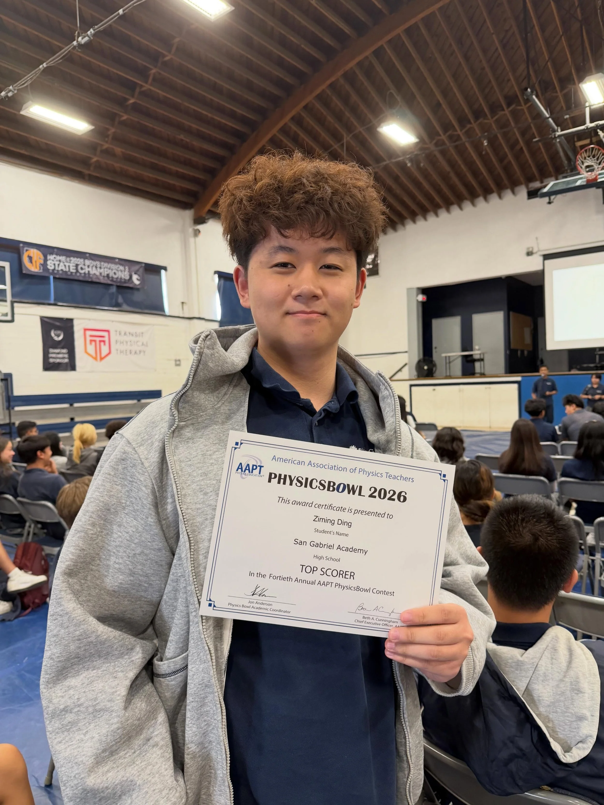 SGA Senior, Alex Ding, was a Top Scorer in the 40th Annual AAPT PhysicsBowl Contest. He also achieved a Bronze Award in the British Physics Olympiad. Congratulations to Alex for being recognized for his hard work.