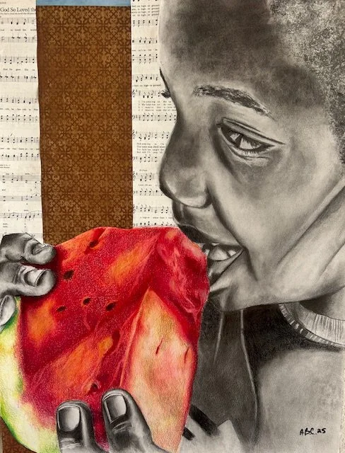 "A Taste of Prosperity-Portrait of Chauncy Jr.", Mixed Media, 2025, 18 in x 24 in