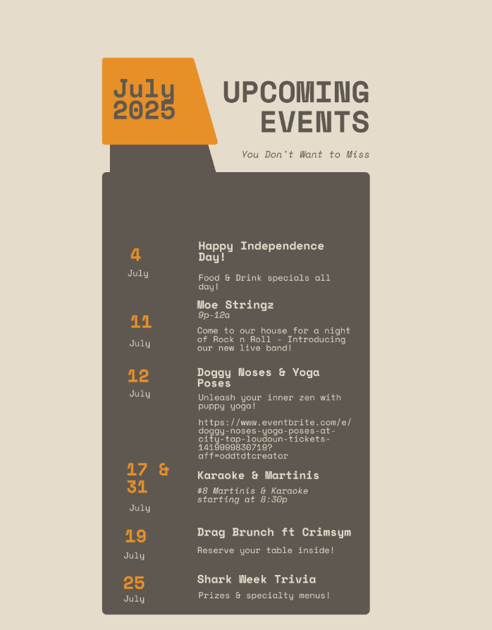 City Tap Loudoun: July Happenings