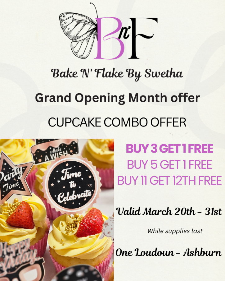 Bake N’ Flake By Swetha: Grand Opening Month Special – Buy 3 Get 1 Free