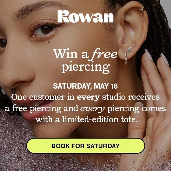 @heyrowan never does this, but some days deserve to be celebrated. This is one of them. 🥳✨
 
May 16th only, one customer in every studio will win a free piercing in honor of National Piercing Day. And everyone will leave with a new tote bag.*
 
BOOK