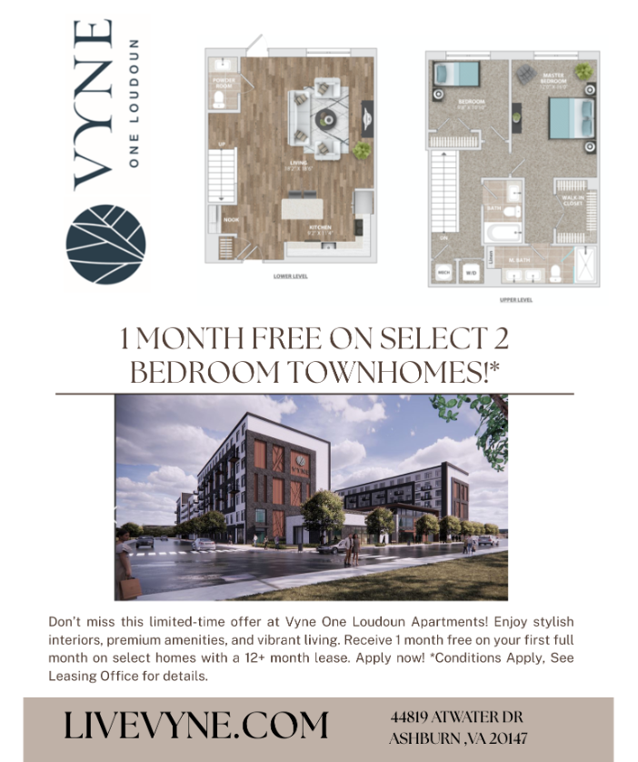 Vyne One Loudoun: 1-Month Free on Select 2-Bedroom Townhomes!*