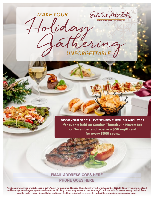Eddie Merlot’s: Private Dining Booking Incentive